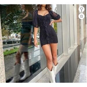 Zara sz M polka-dot mini‎ fitted party summer dress